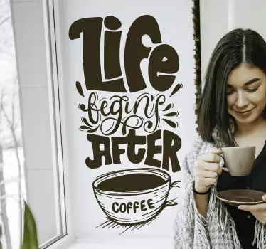Life Begins After Coffee Wall Sticker - TenStickers