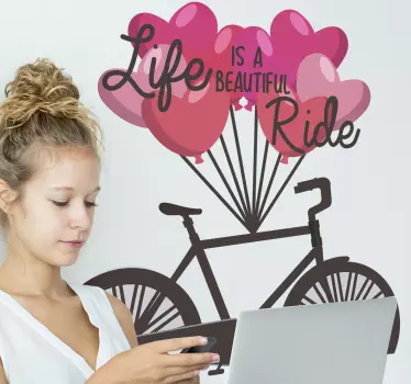 Life is a beautiful ride cycling wall sticker - TenStickers