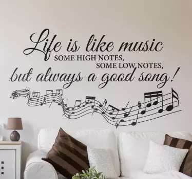 Living room wall sticker Life is Like music - TenStickers