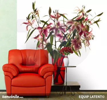 Lillies Red Vase living room wall sticker - TenStickers