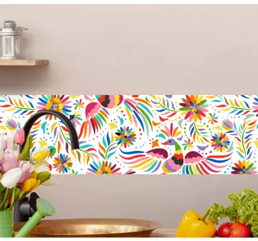 Lines of Polish flowers border sticker - TenStickers