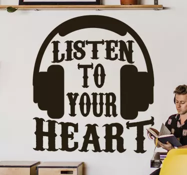 Listen to your hear Music motivational wall sticker - TenStickers