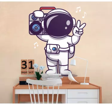 Literature sticker astronaut peace gesture - TenStickers