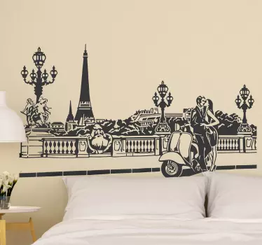 Location sticker parisian romance scene - TenStickers