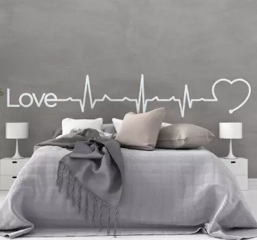 Love heartbeat headboard wall sticker for bedroom - TenStickers