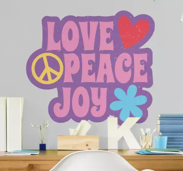 Love peace joy quote wall sticker - TenStickers