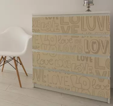 Love vintage text furniture sticker - TenStickers
