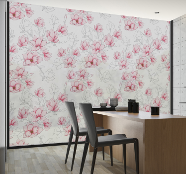 Magnolia flowers window decal - TenStickers