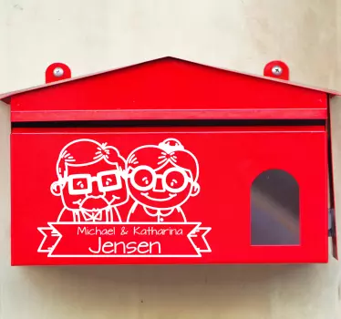 mailbox with older man and women custom sticker - TenStickers
