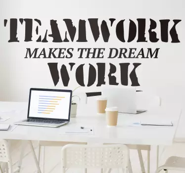Makes the dream work text office wall sticker - TenStickers