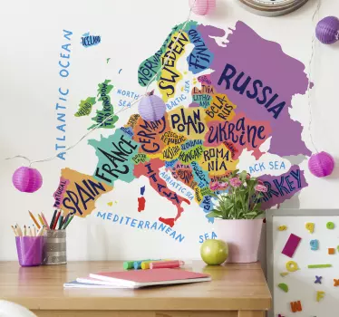 Map of Europe kids wall sticker for kids - TenStickers