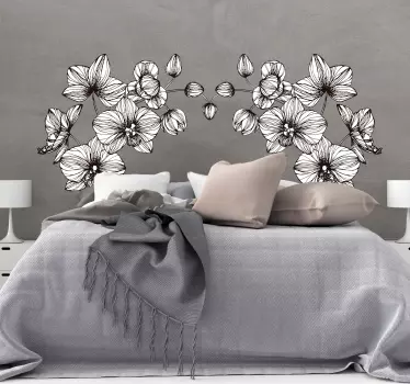 Modern flowers home headboard wall sticker - TenStickers