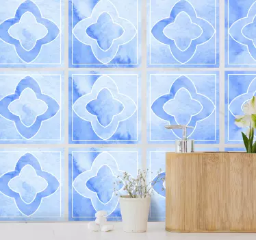 Mosaic shades of blue bathroom tile stickers - TenStickers