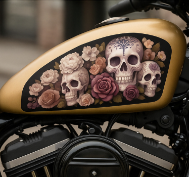 Motorbike sticker dead rose skull - TenStickers