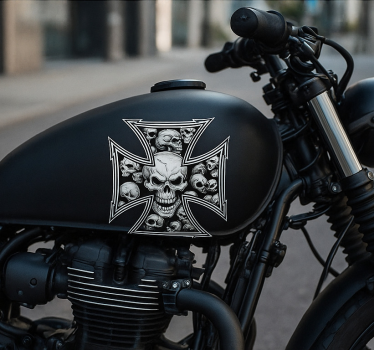 Motorbike sticker iron cross skulls - TenStickers