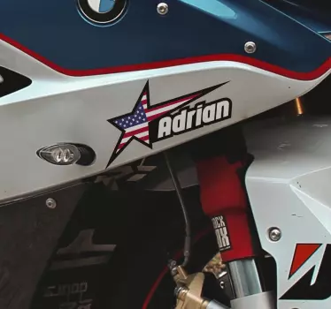 Motorbike sticker star with flag - TenStickers