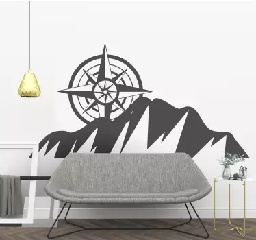 Mountain Compass Design nature wall sticker - TenStickers