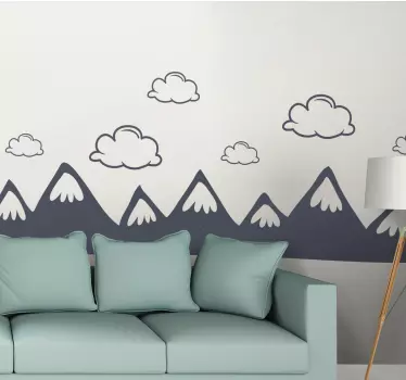 Nature wall sticker mountain cloud landscape - TenStickers