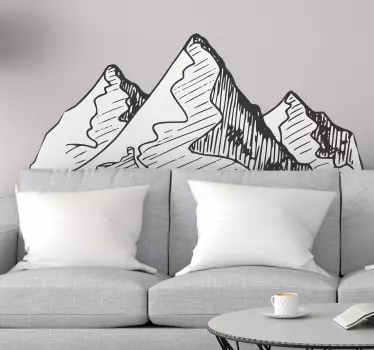 Mountains hand drawn sketch nature stickers - TenStickers