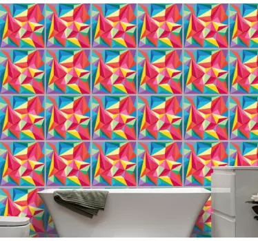 Multicolor geometric image bathroom tile sticker - TenStickers