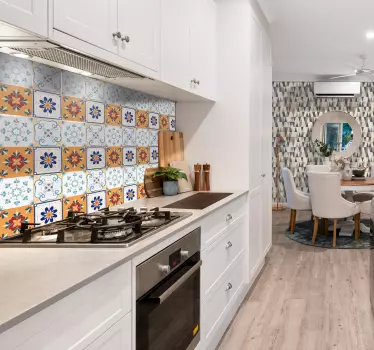 Multicolored  hydraulic kitchen tile sticker - TenStickers