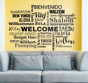 Multilingual Languages Living Room Wall Text Stickers - TenStickers