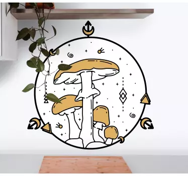 Mushroom circle illustration plant sticker - TenStickers