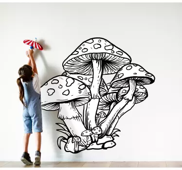 Mushroom Cluster Illustration plant sticker - TenStickers