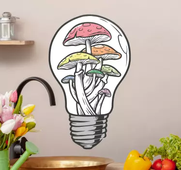 Mushrooms In Bulb nature wall sticker - TenStickers