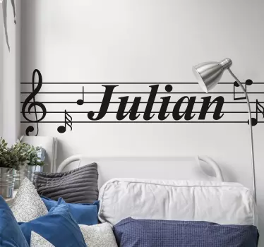 Music notes with name music sticker - TenStickers