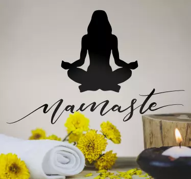 Yoga woman silhouette text sticker for bedroom - TenStickers