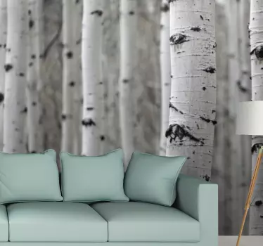 Nature wall sticker birch forest scene - TenStickers