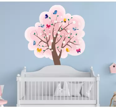 Nature wall sticker blooming tree scene - TenStickers