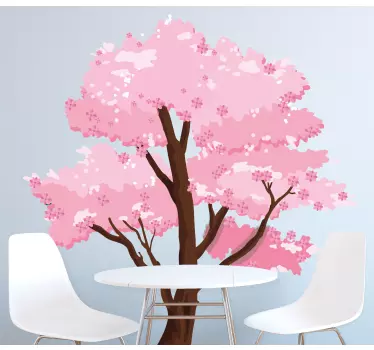 Nature wall sticker blossoming pink tree - TenStickers