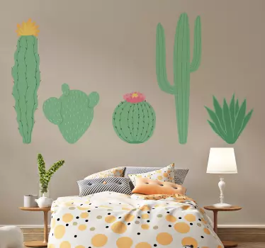 Nature wall sticker cactus collection showcase - TenStickers