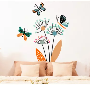 Nature wall sticker colorful floral butterflies - TenStickers
