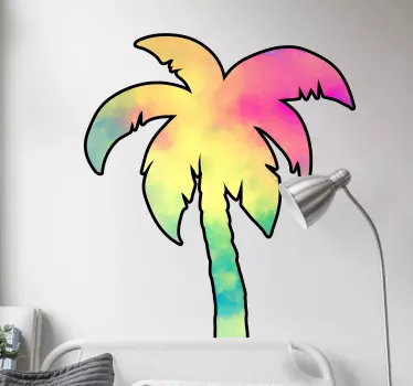 Nature wall sticker colorful palm silhouette - TenStickers