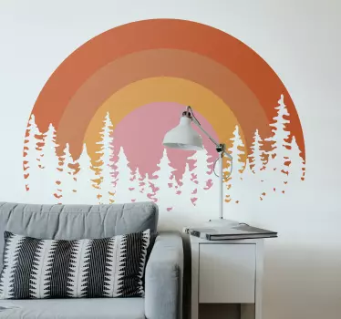 Nature wall sticker colorful sunrise landscape - TenStickers
