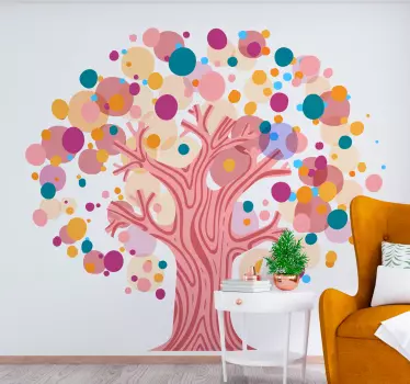 Nature wall sticker colorful tree silhouette - TenStickers
