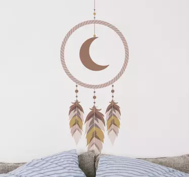 Nature wall sticker feathered moon circle - TenStickers