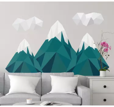 Nature wall sticker geometric mountain peaks - TenStickers