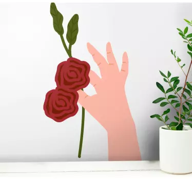 Nature wall sticker hand holding roses - TenStickers
