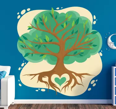Nature wall sticker heart rooted tree - TenStickers