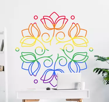 Nature wall sticker lotus floral design - TenStickers