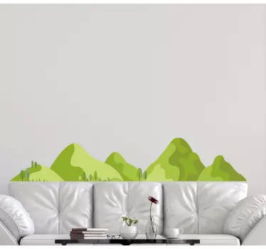 Nature wall sticker lush green mountains - TenStickers