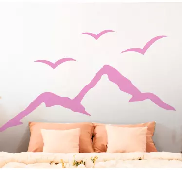 Nature wall sticker mountain and birds design - TenStickers