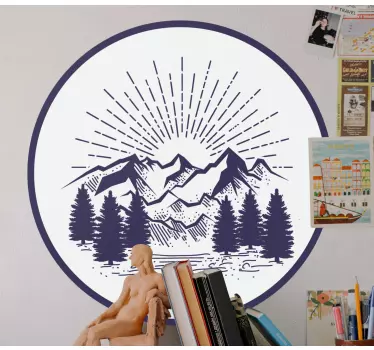 Nature wall sticker mountain landscape circle - TenStickers