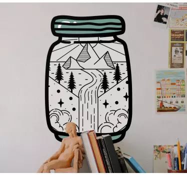 Nature wall sticker mountain landscape jar - TenStickers
