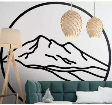 Nature wall sticker mountain outline circle - TenStickers
