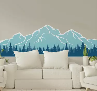 Nature wall sticker mountain range landscape - TenStickers